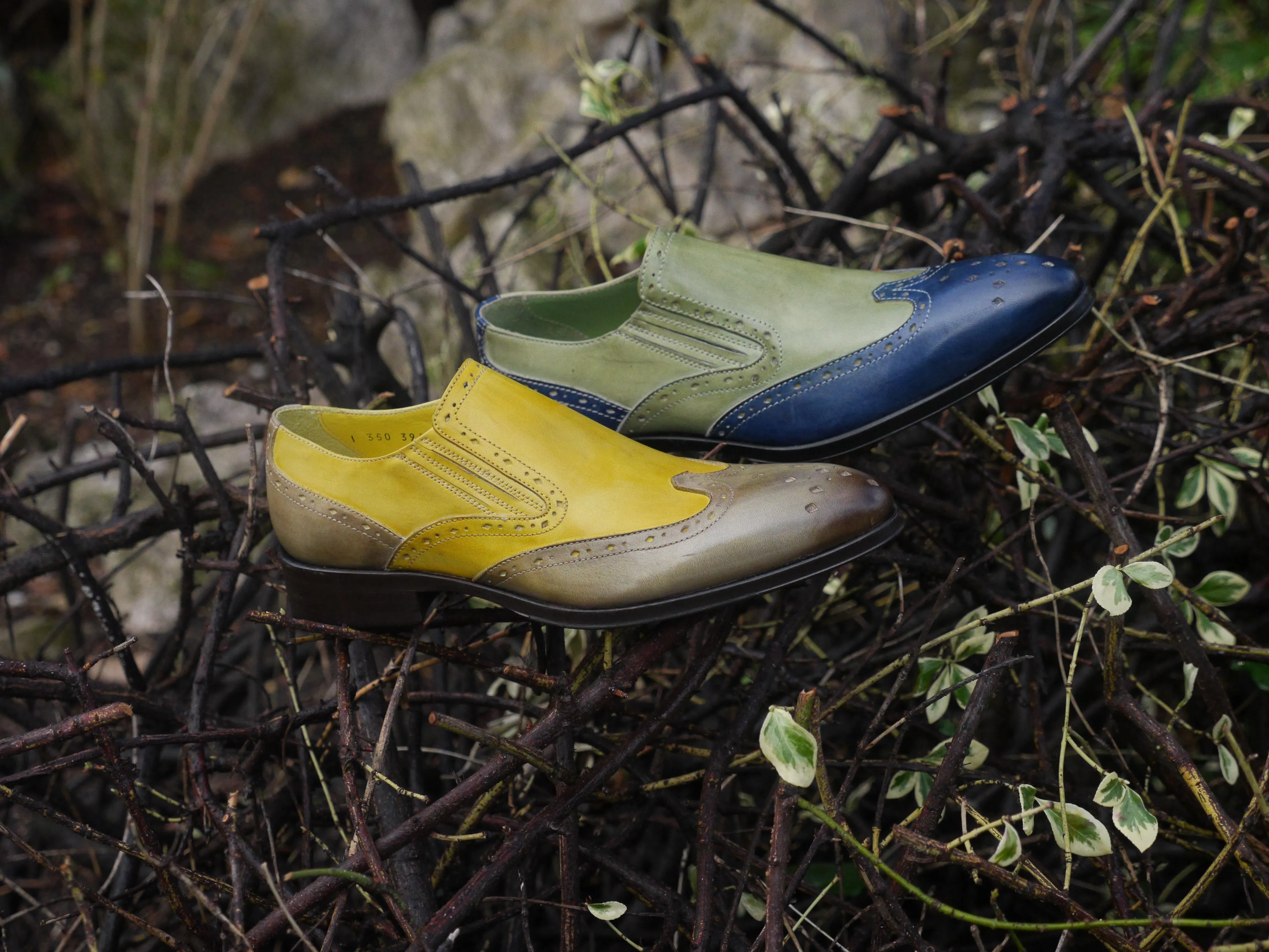 1350 -Mushroom And Yellow Slip On Brogue