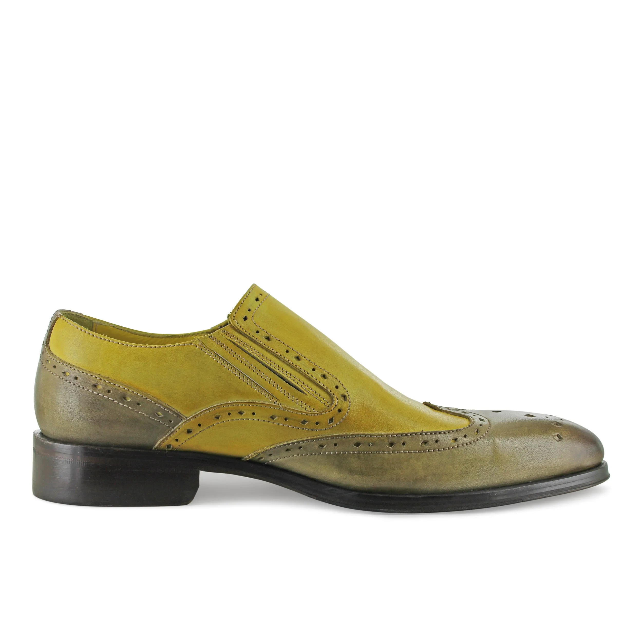 1350 -Mushroom And Yellow Slip On Brogue