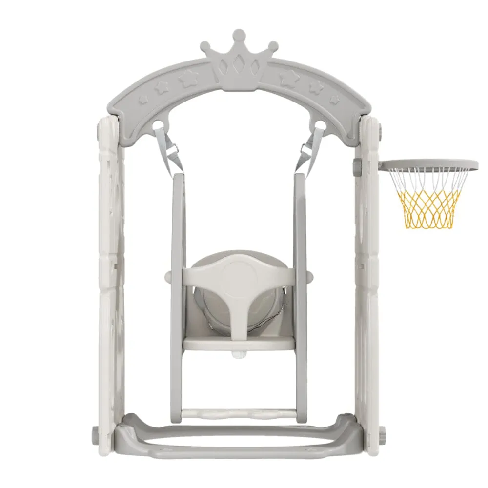 2-in-1 Safety Toddler Swing with Basketball Hoop Indoor Outdoor