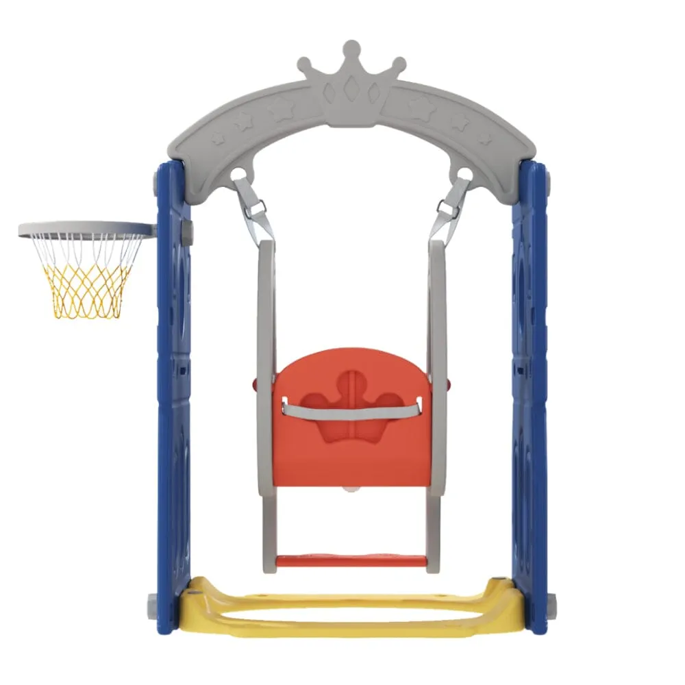 2-in-1 Safety Toddler Swing with Basketball Hoop Indoor Outdoor