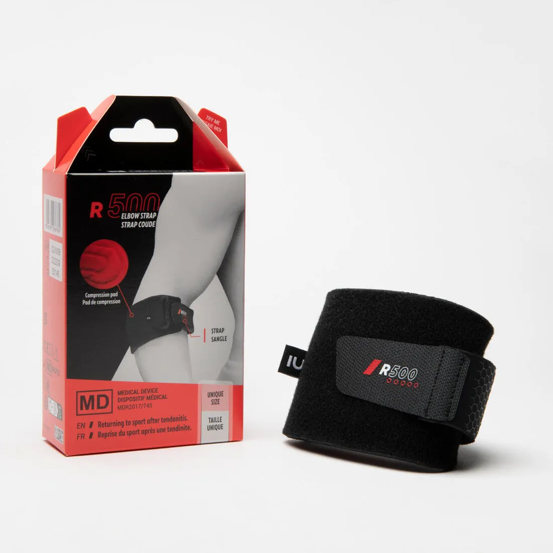 Adult Right/Left Supportive Elbow Strap R500 - Black