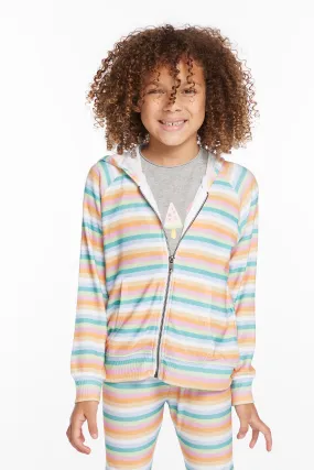 Alana Sunset Stripe Girls Zip Up Hoodie