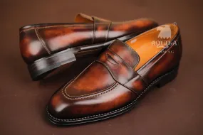 Aquila Brown Leather Loafers