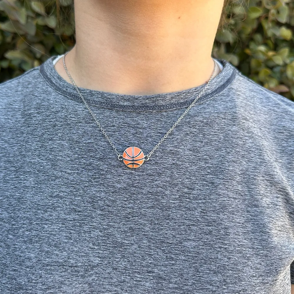 Basketball Orange Ball Pendant Necklace