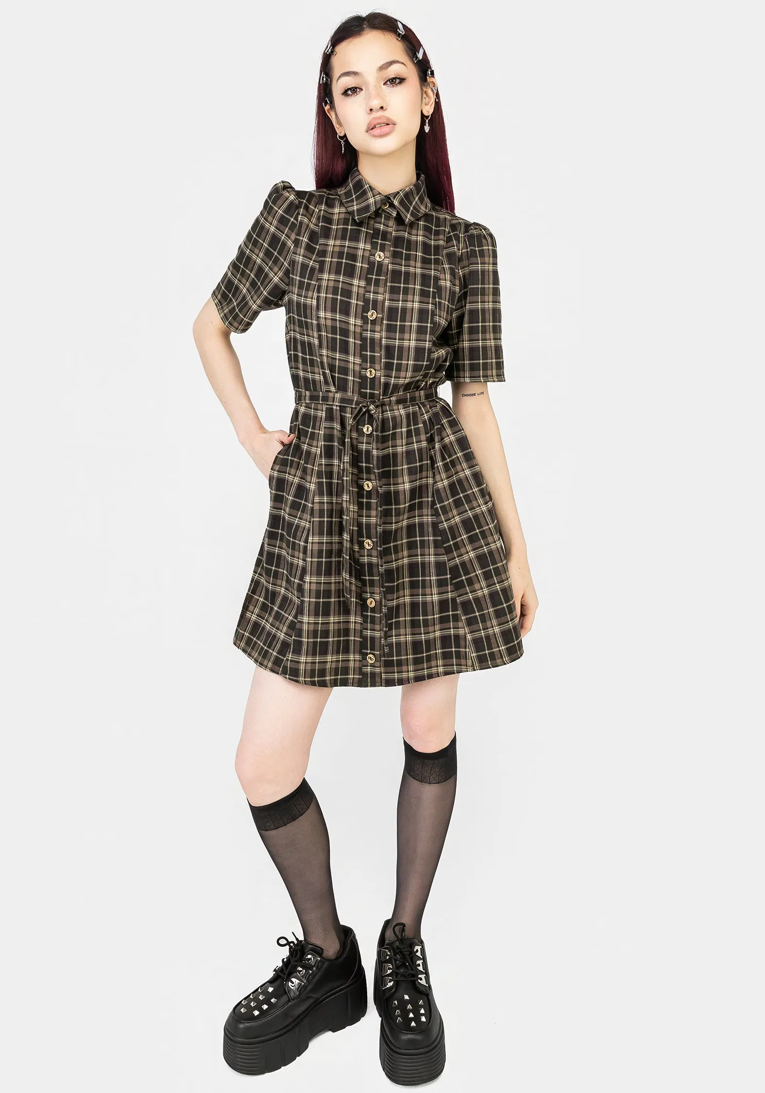 Beatrice Check Mini Shirt Dress