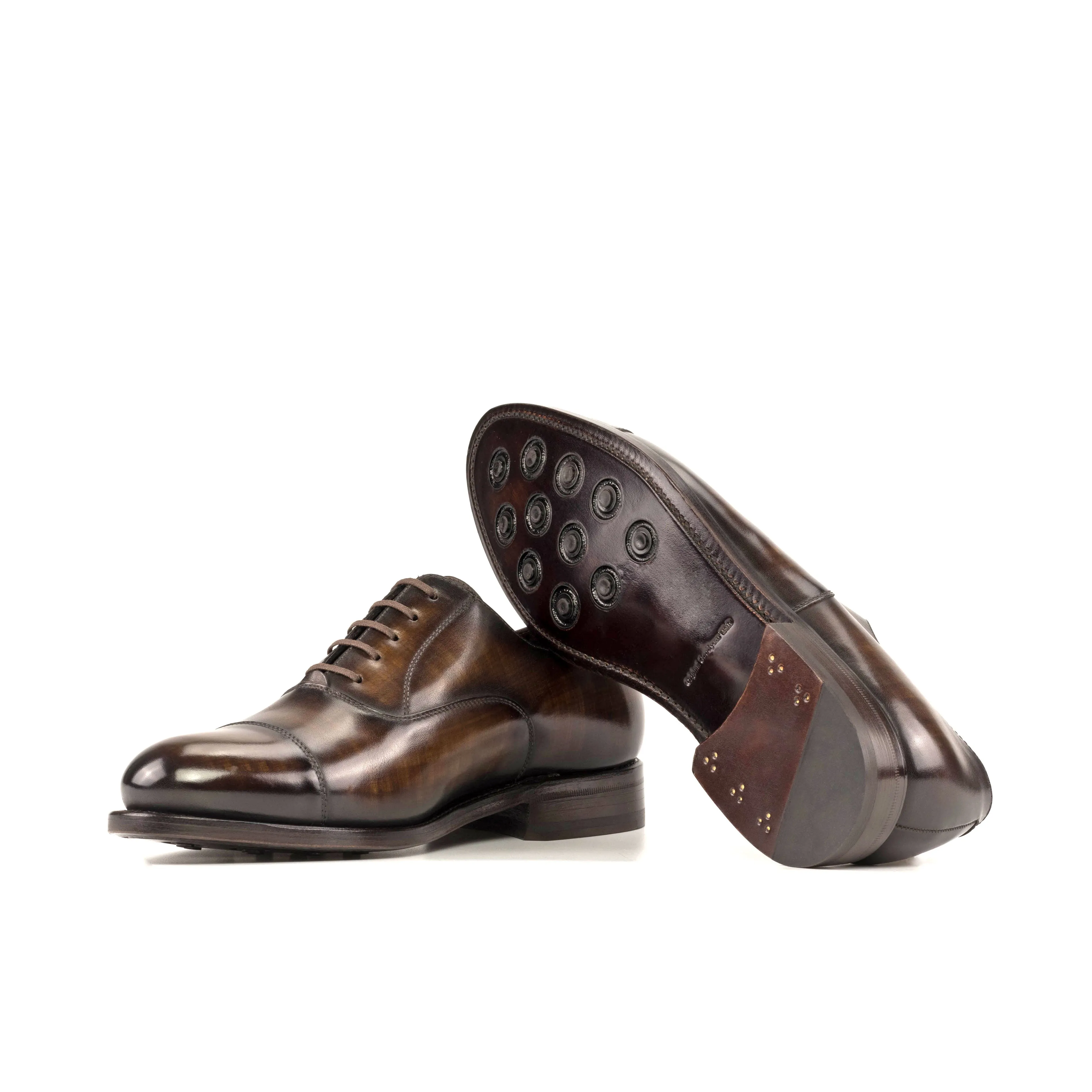 Brown Patina Cap-Toe Oxford Shoes