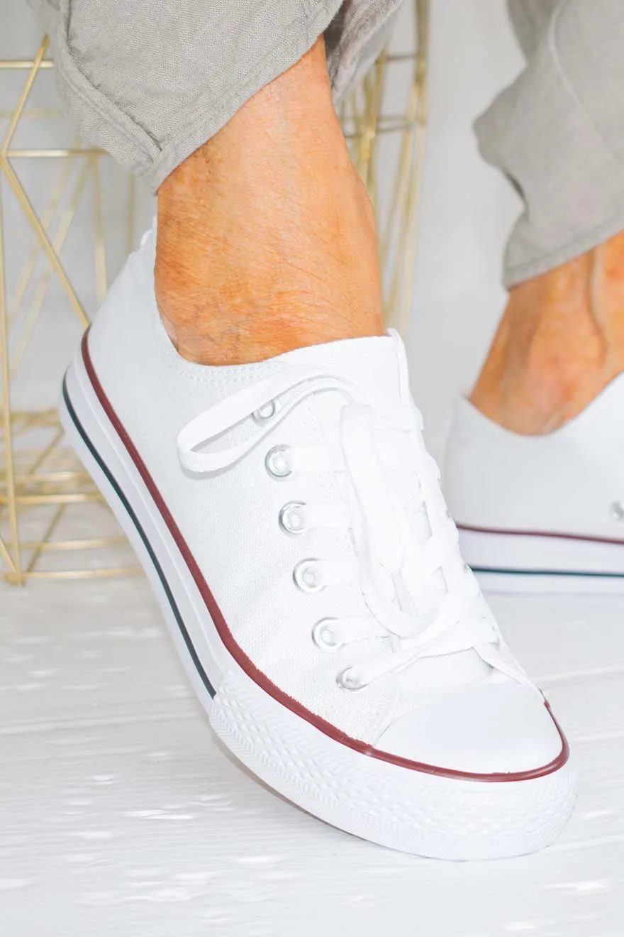 Classic Low-Top Canvas Trainers in White