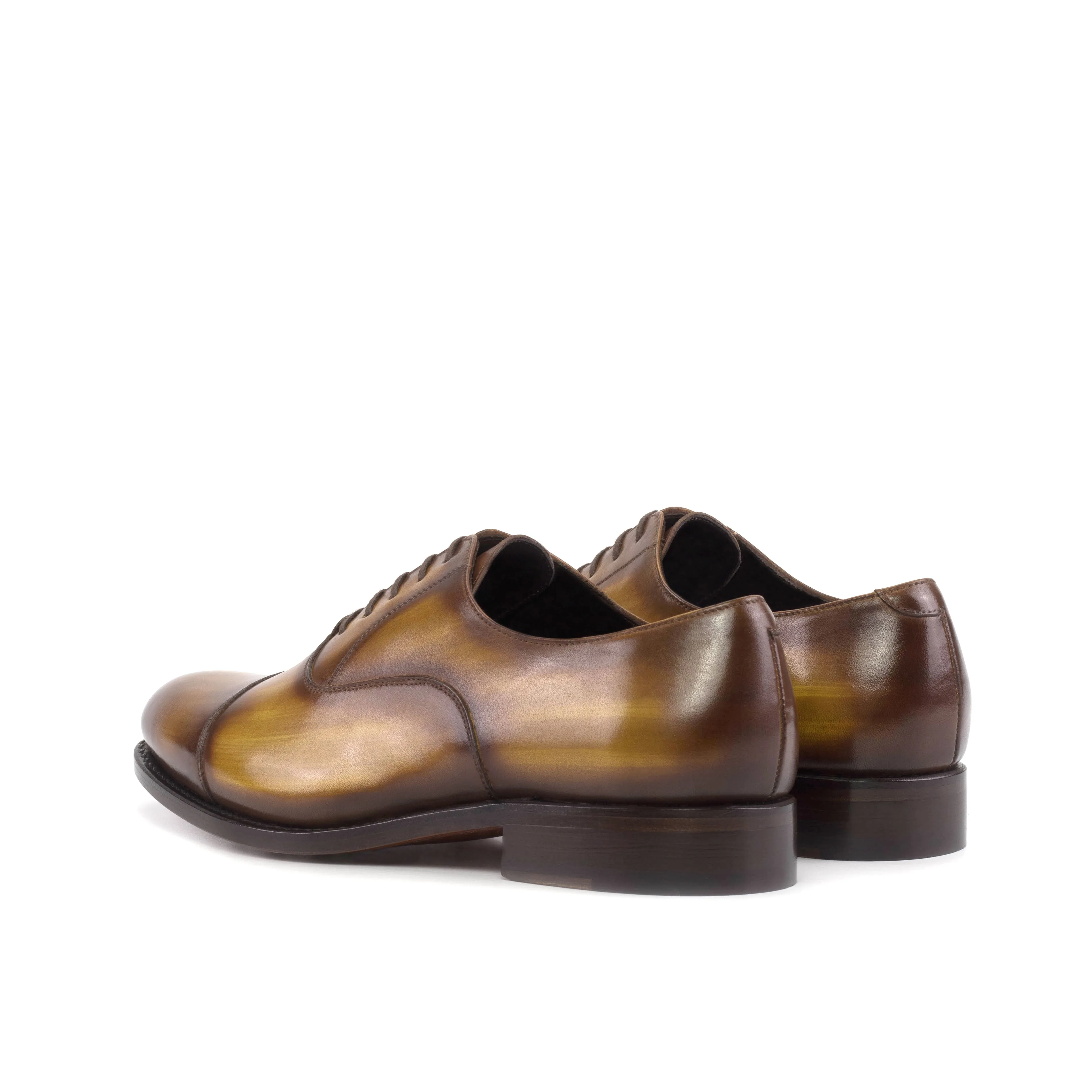 Cognac Patina Oxford Cap Toe Shoes