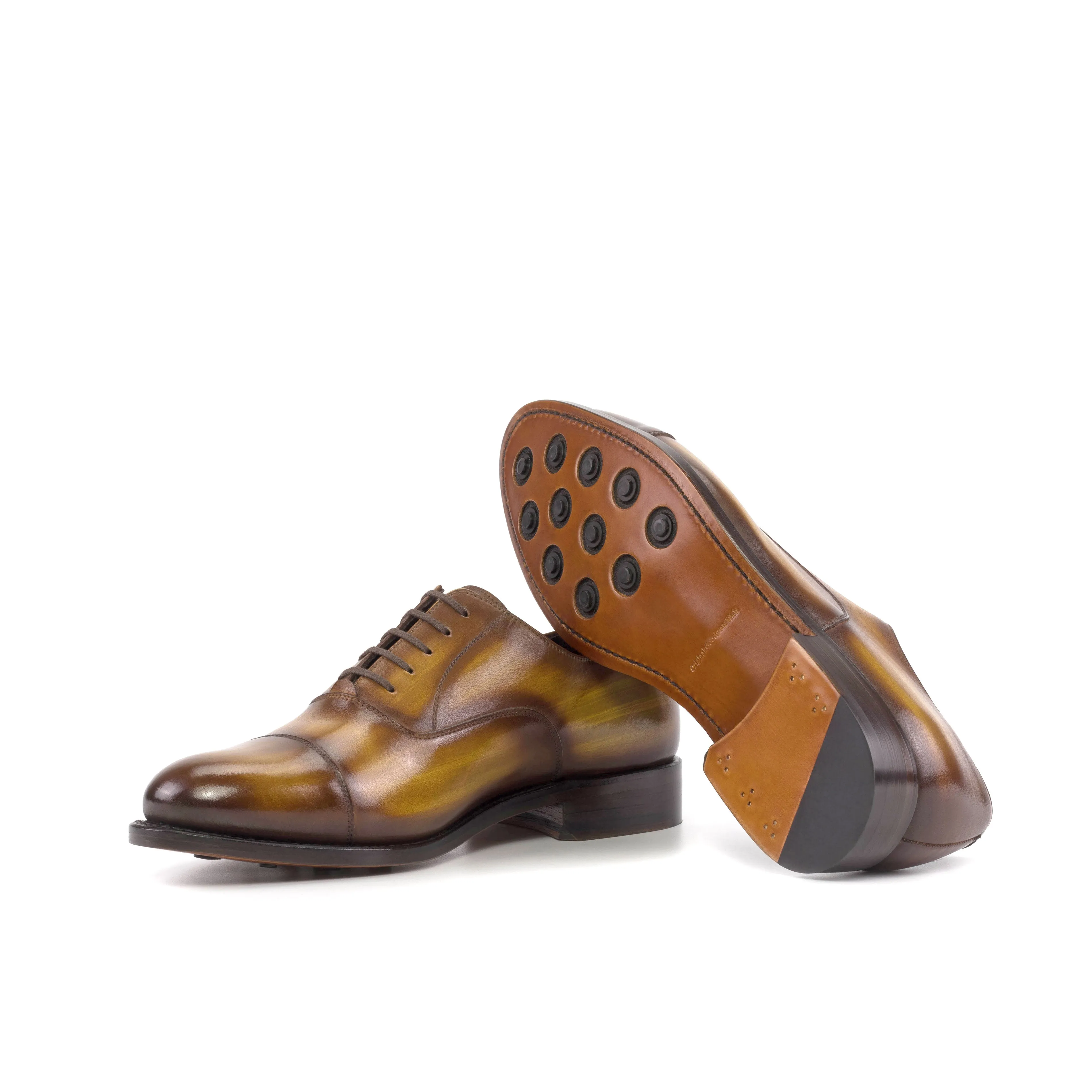 Cognac Patina Oxford Cap Toe Shoes