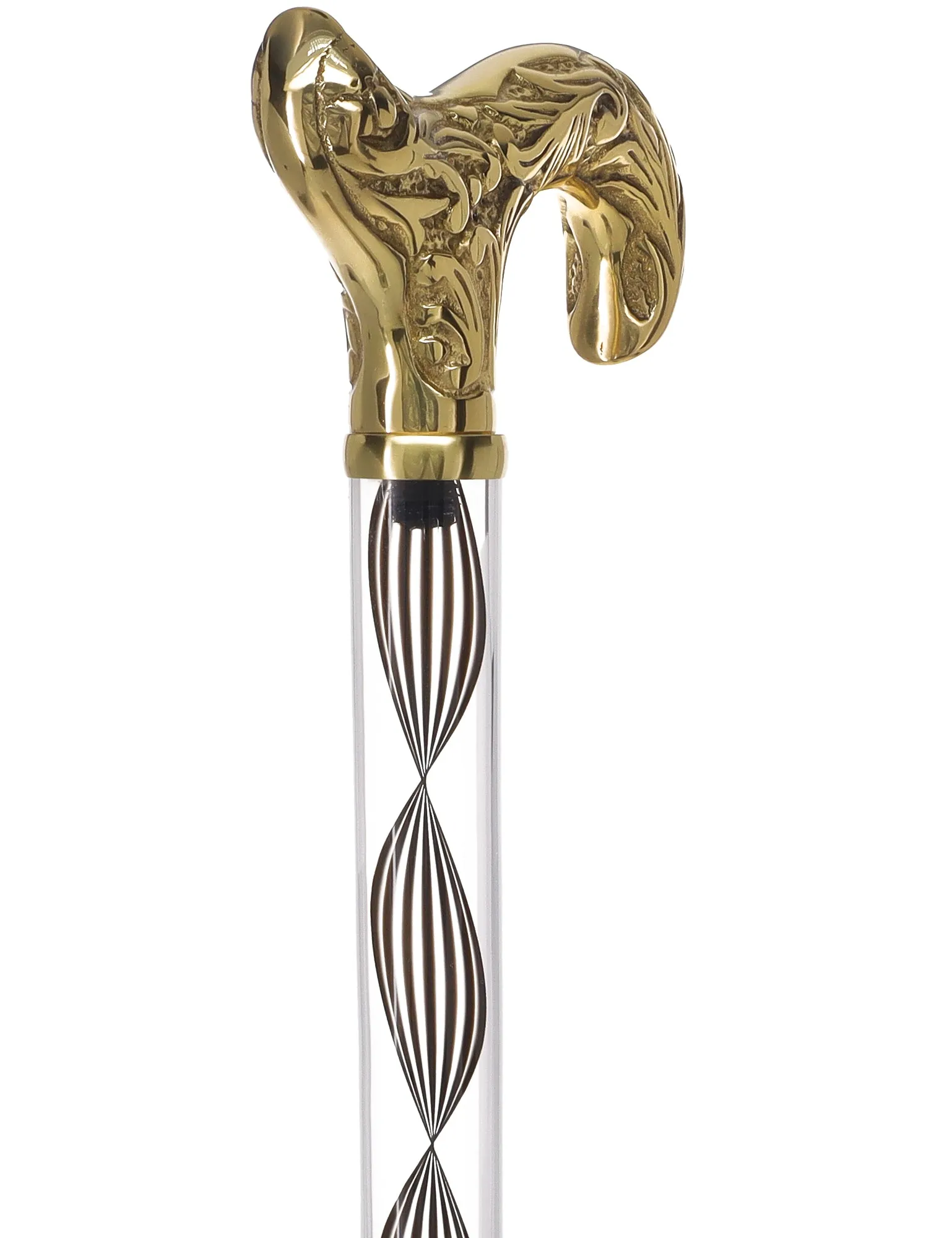 Crystal Elegance Brass Derby Cane with Invisible Acrylic Shaft Options