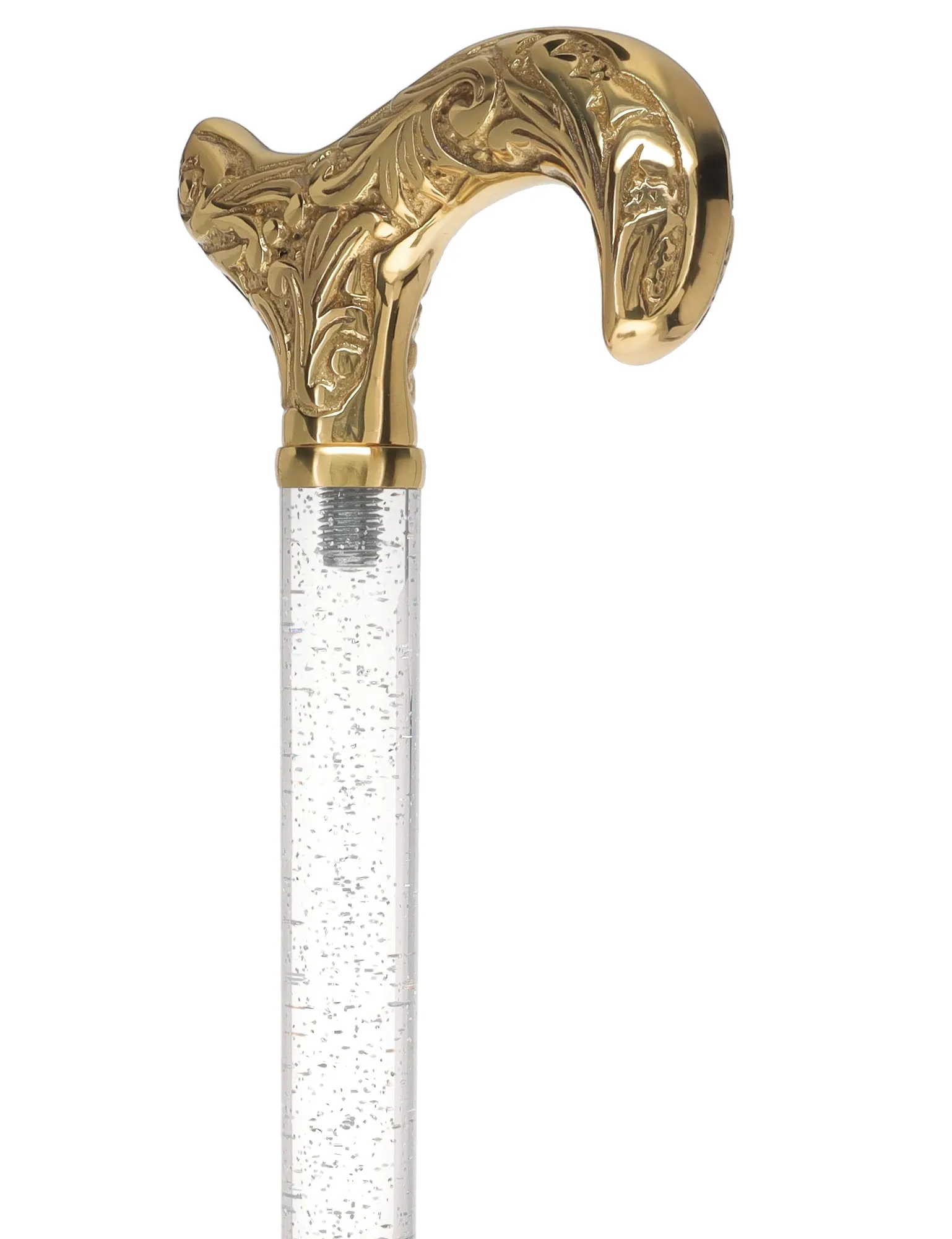 Crystal Elegance Brass Derby Cane with Invisible Acrylic Shaft Options