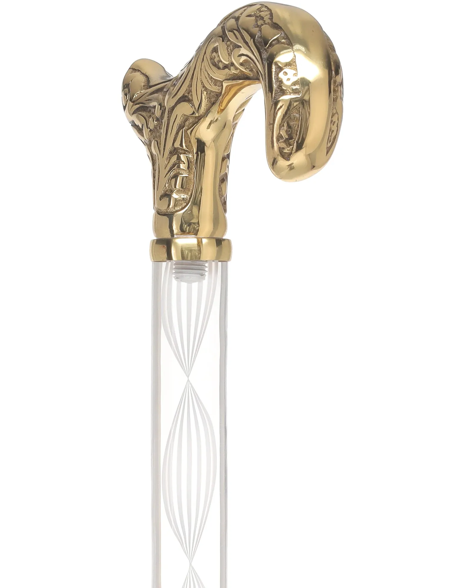 Crystal Elegance Brass Derby Cane with Invisible Acrylic Shaft Options