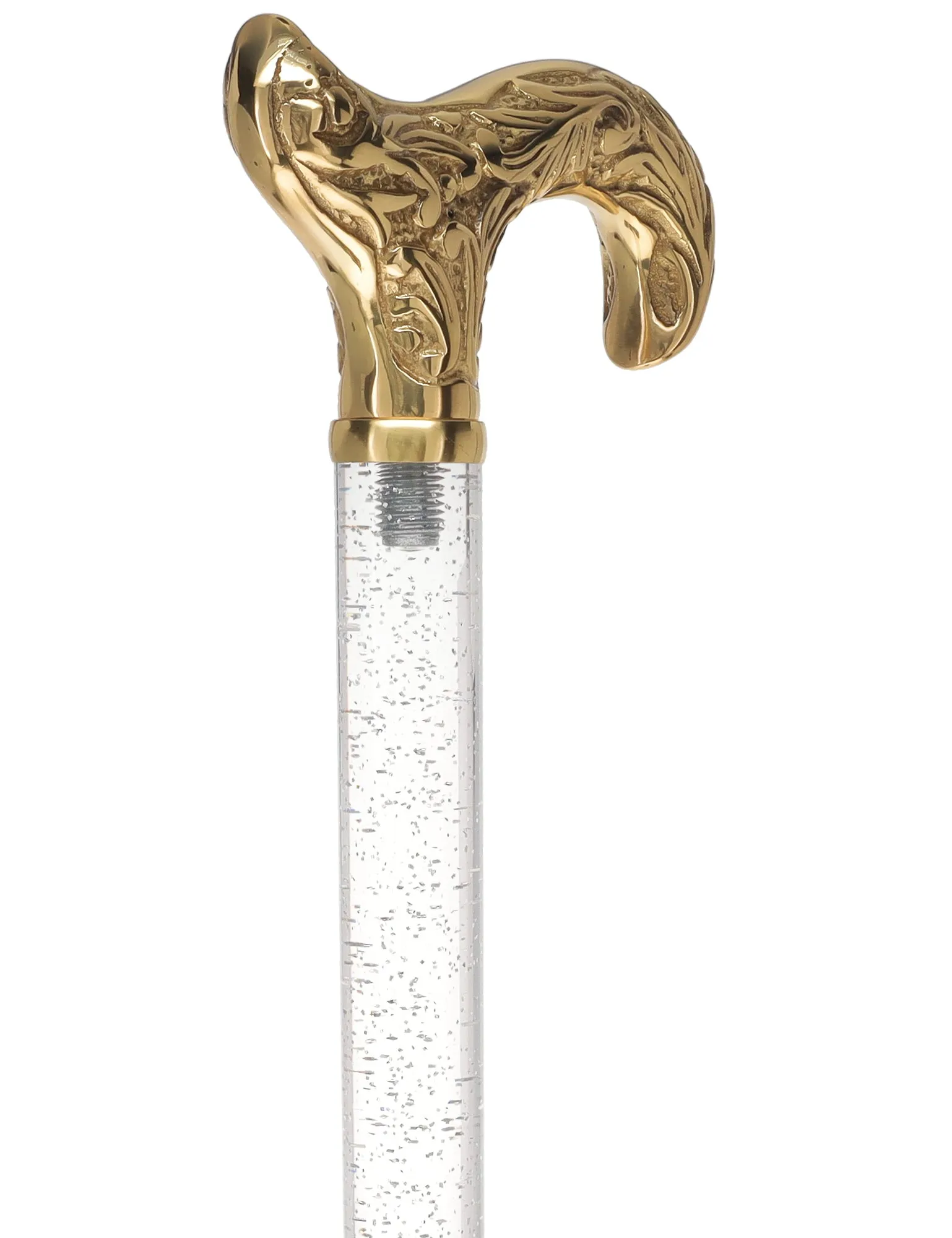 Crystal Elegance Brass Derby Cane with Invisible Acrylic Shaft Options