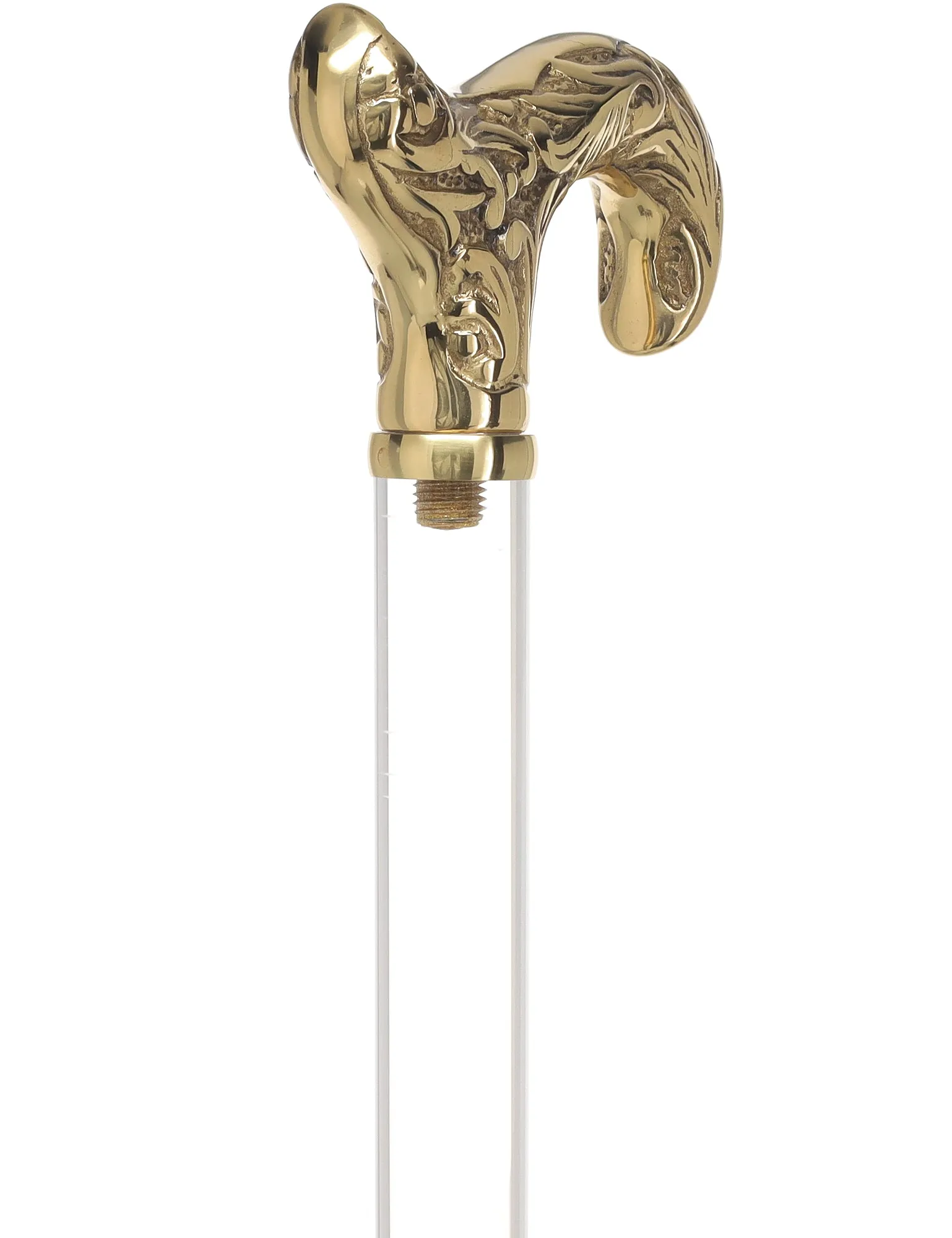 Crystal Elegance Brass Derby Cane with Invisible Acrylic Shaft Options