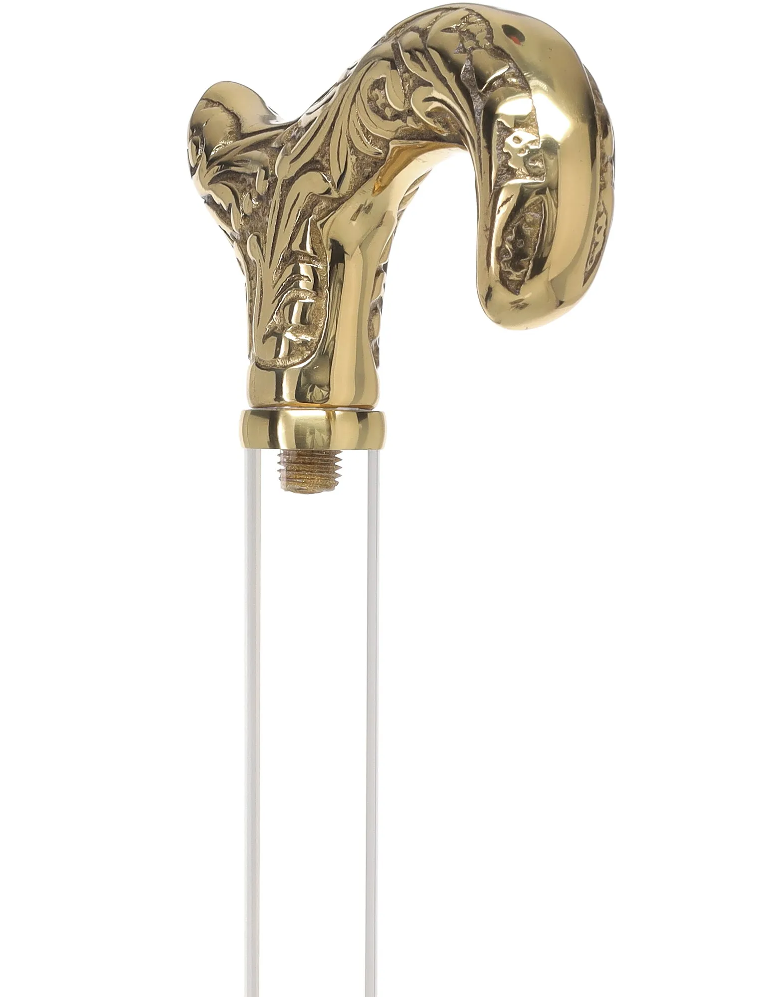 Crystal Elegance Brass Derby Cane with Invisible Acrylic Shaft Options