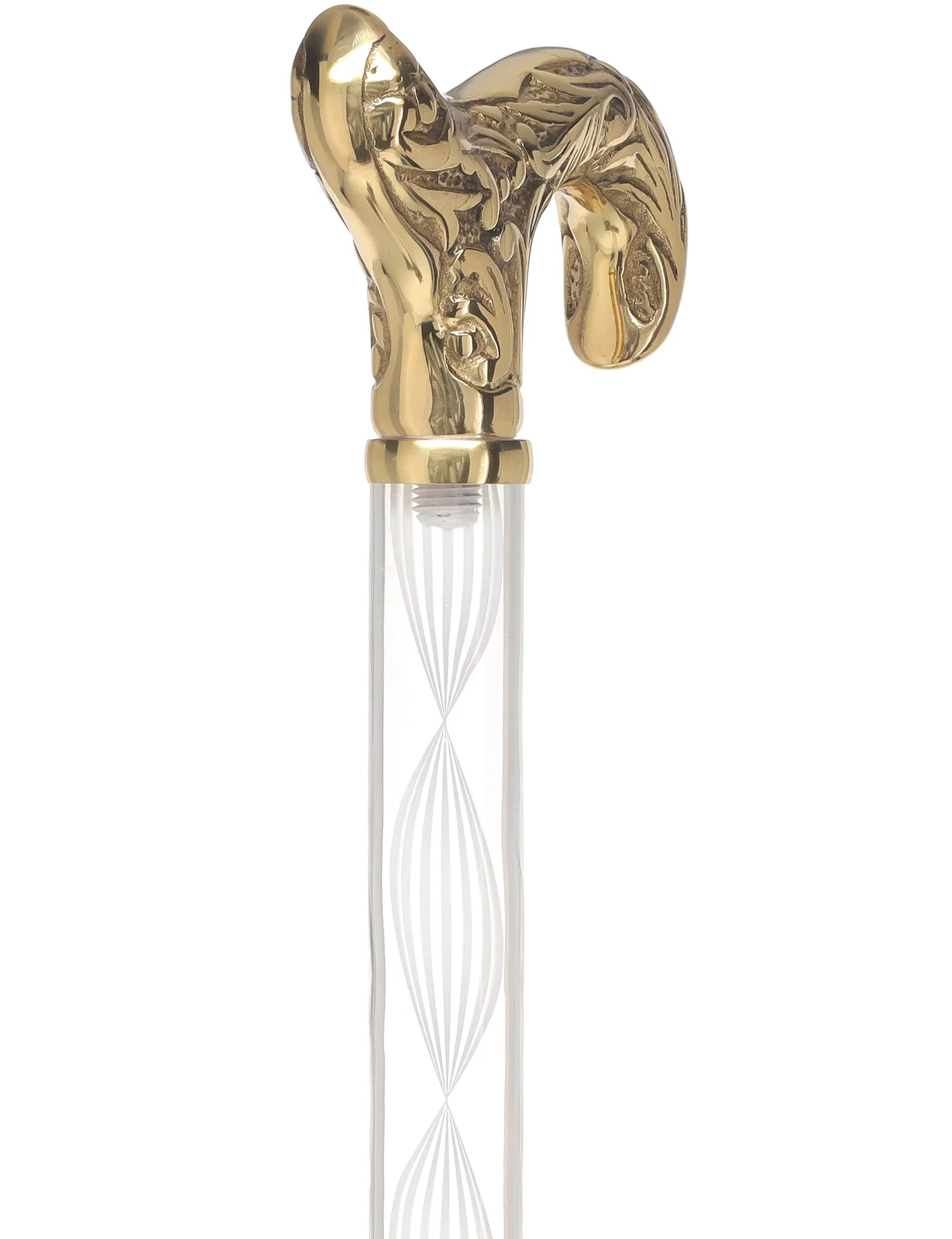 Crystal Elegance Brass Derby Cane with Invisible Acrylic Shaft Options