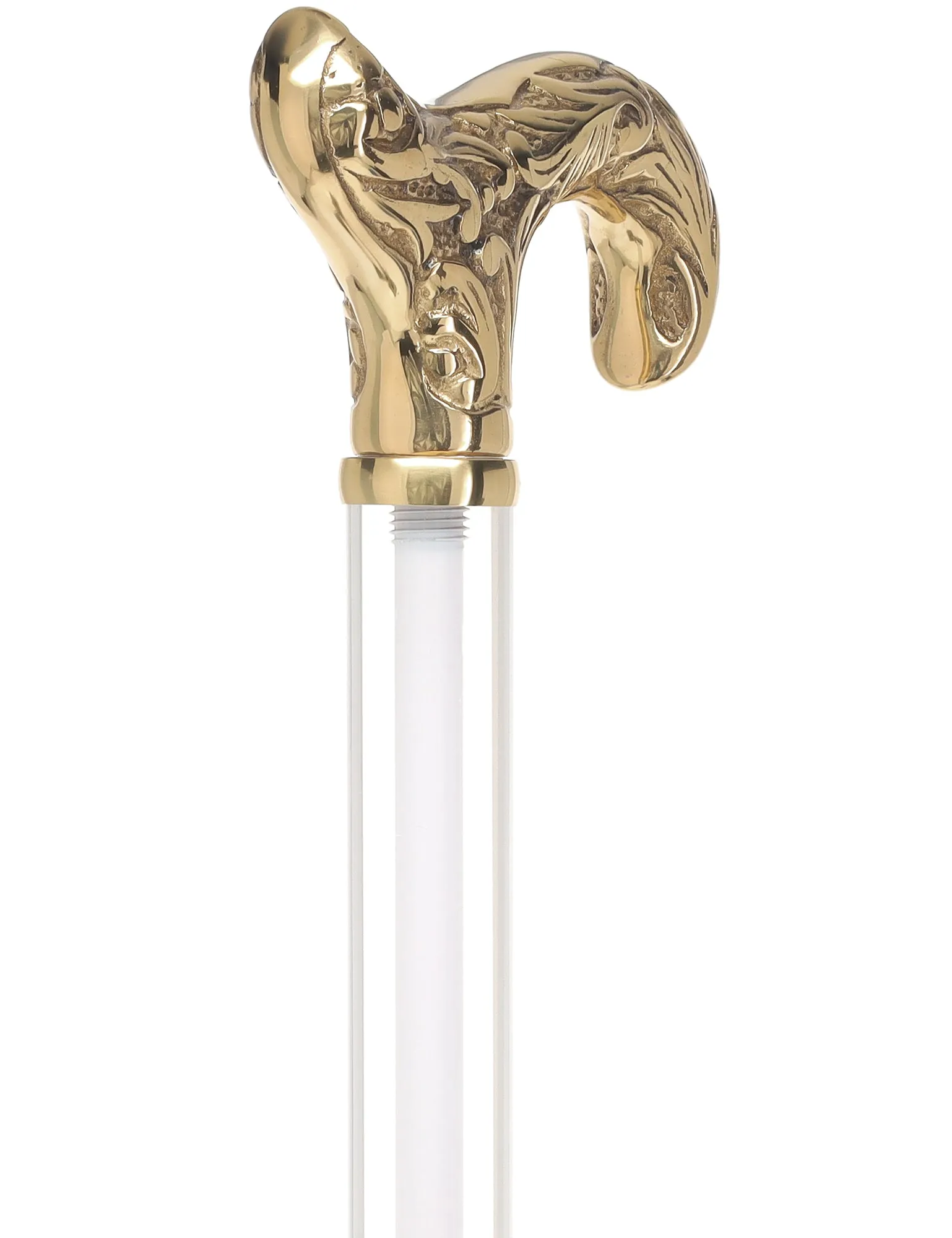 Crystal Elegance Brass Derby Cane with Invisible Acrylic Shaft Options