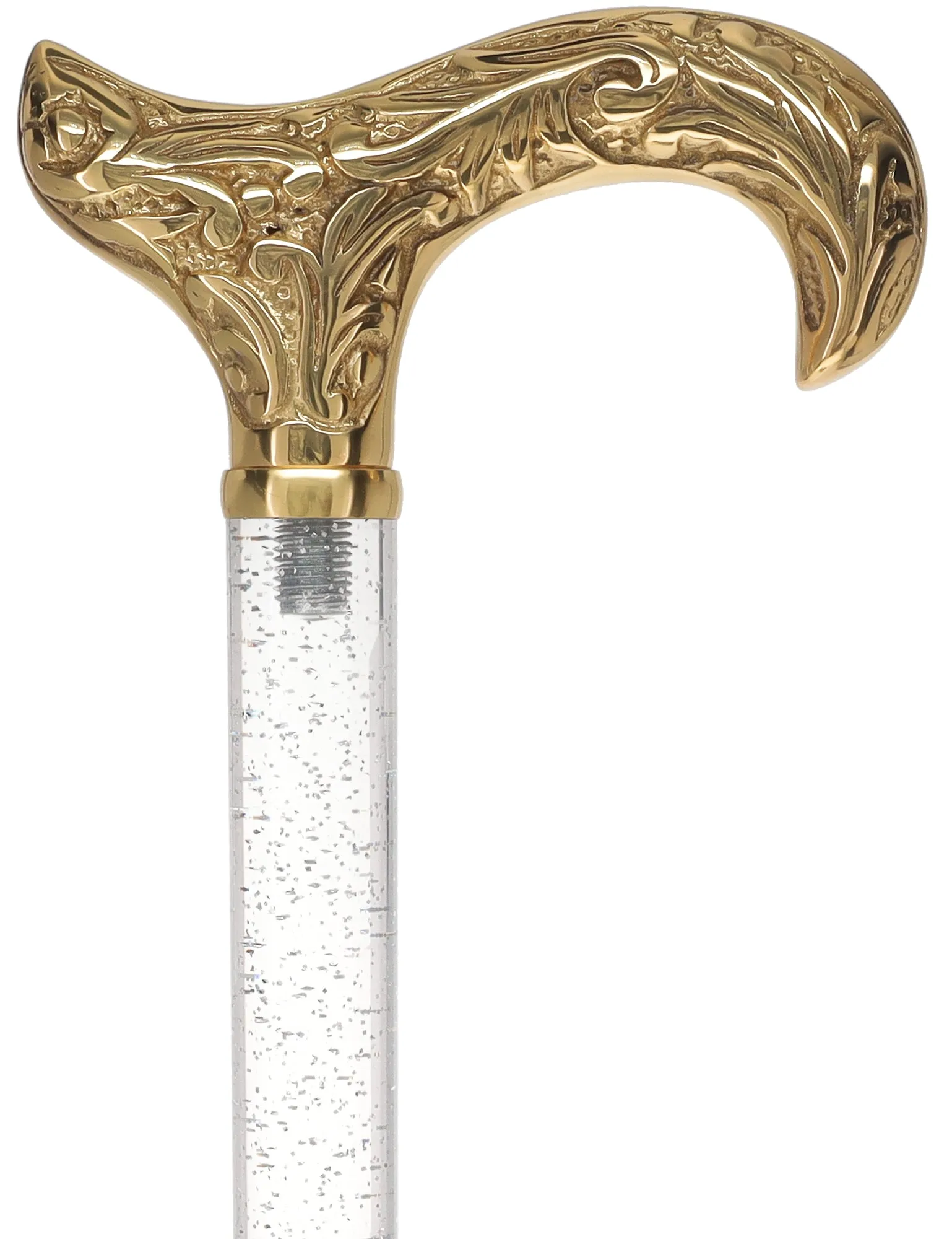 Crystal Elegance Brass Derby Cane with Invisible Acrylic Shaft Options