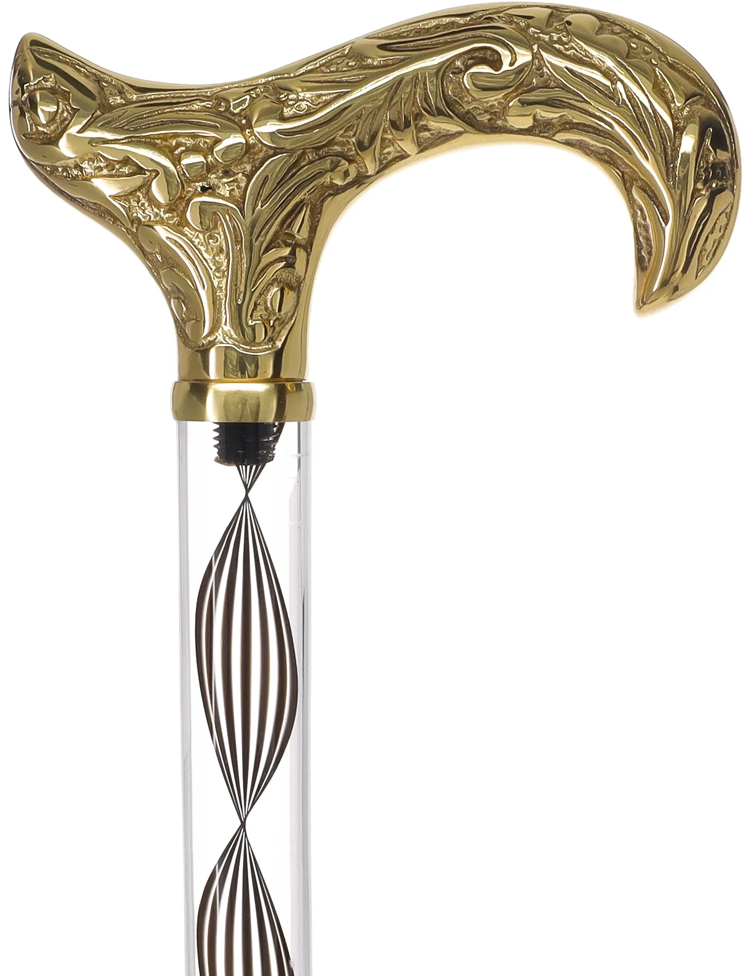 Crystal Elegance Brass Derby Cane with Invisible Acrylic Shaft Options