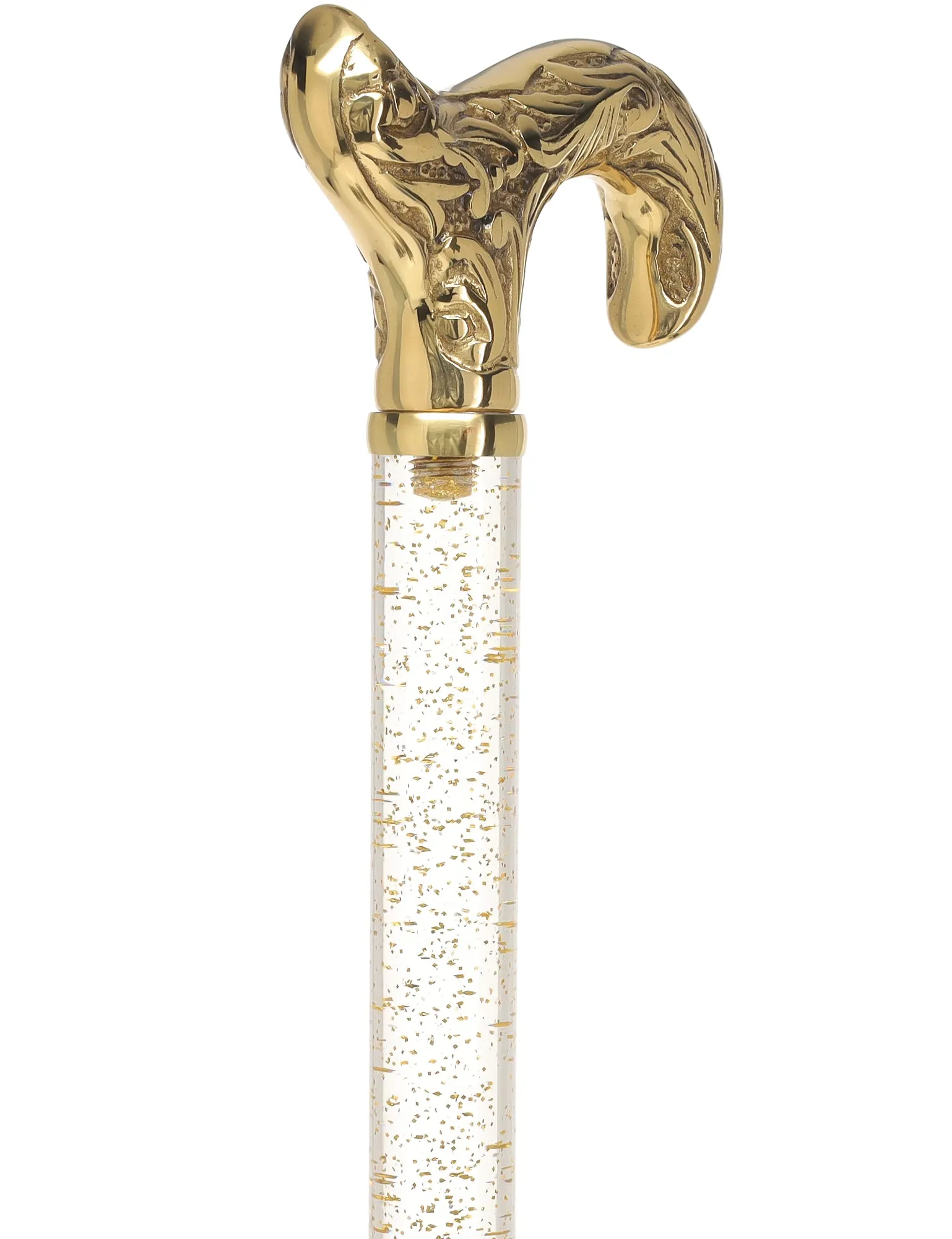 Crystal Elegance Brass Derby Cane with Invisible Acrylic Shaft Options