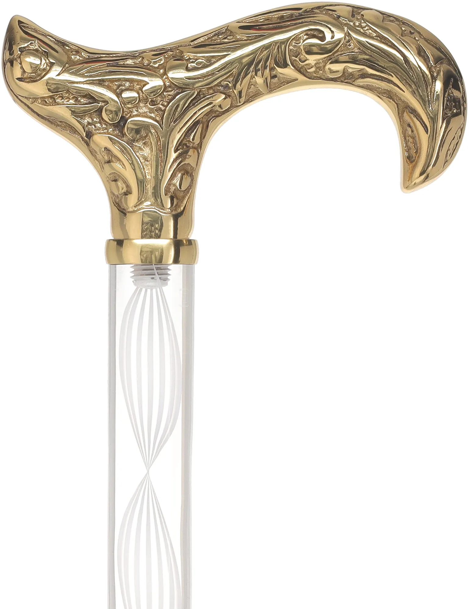 Crystal Elegance Brass Derby Cane with Invisible Acrylic Shaft Options