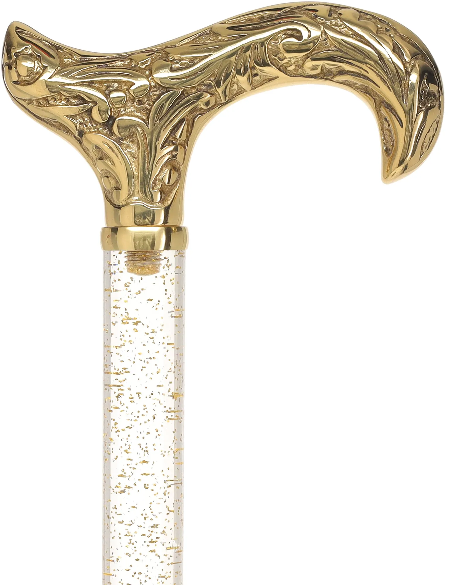 Crystal Elegance Brass Derby Cane with Invisible Acrylic Shaft Options