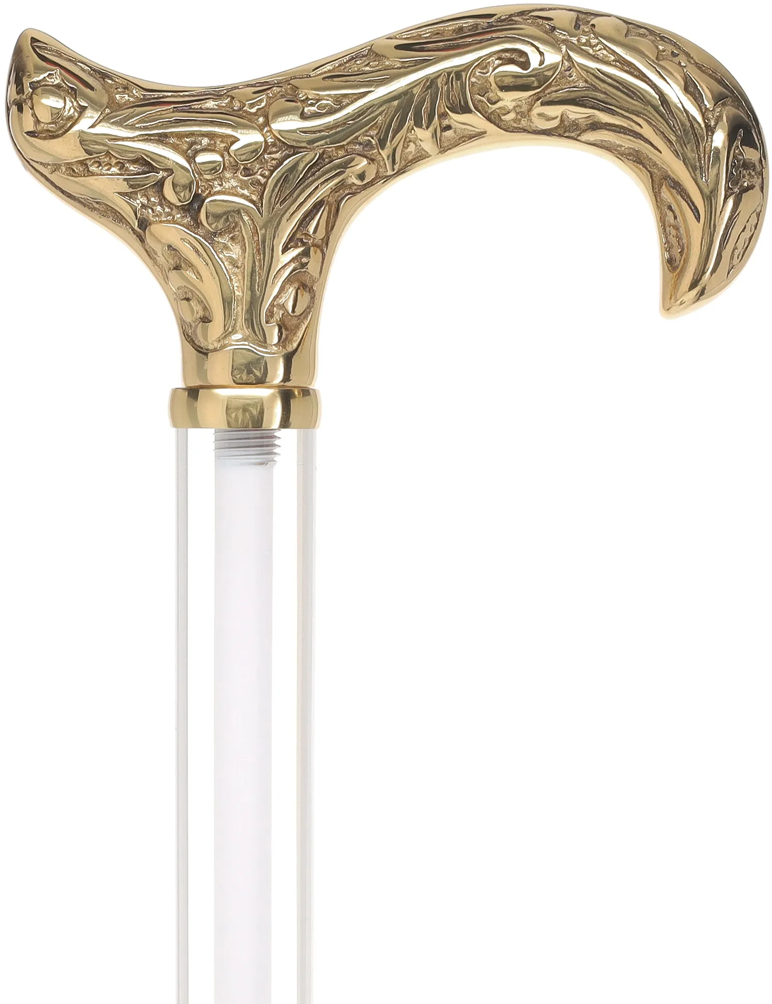 Crystal Elegance Brass Derby Cane with Invisible Acrylic Shaft Options