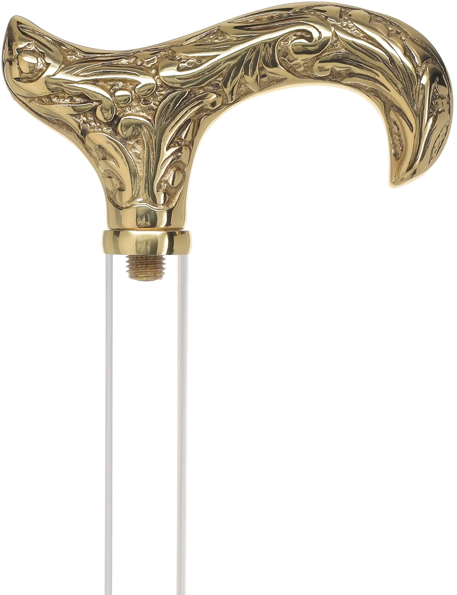 Crystal Elegance Brass Derby Cane with Invisible Acrylic Shaft Options