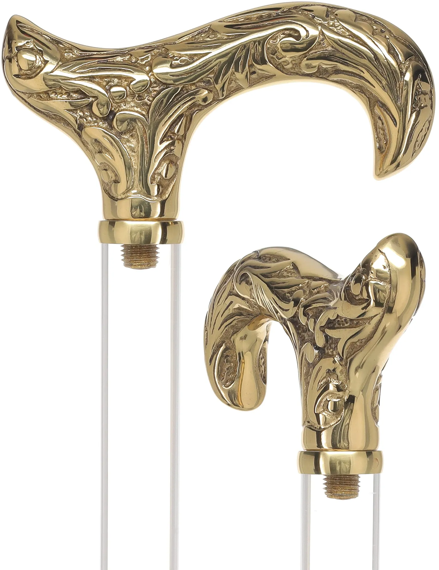 Crystal Elegance Brass Derby Cane with Invisible Acrylic Shaft Options