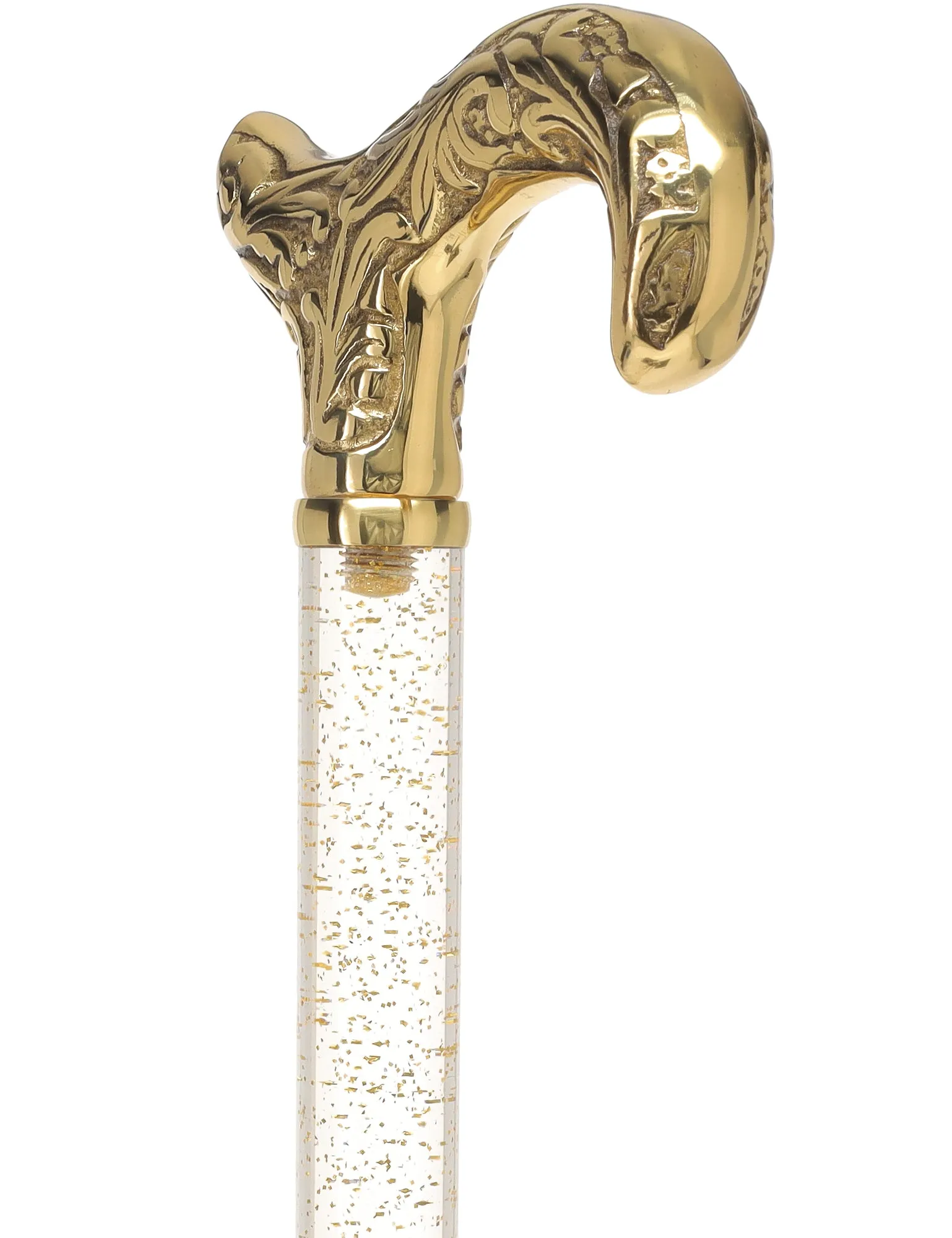 Crystal Elegance Brass Derby Cane with Invisible Acrylic Shaft Options