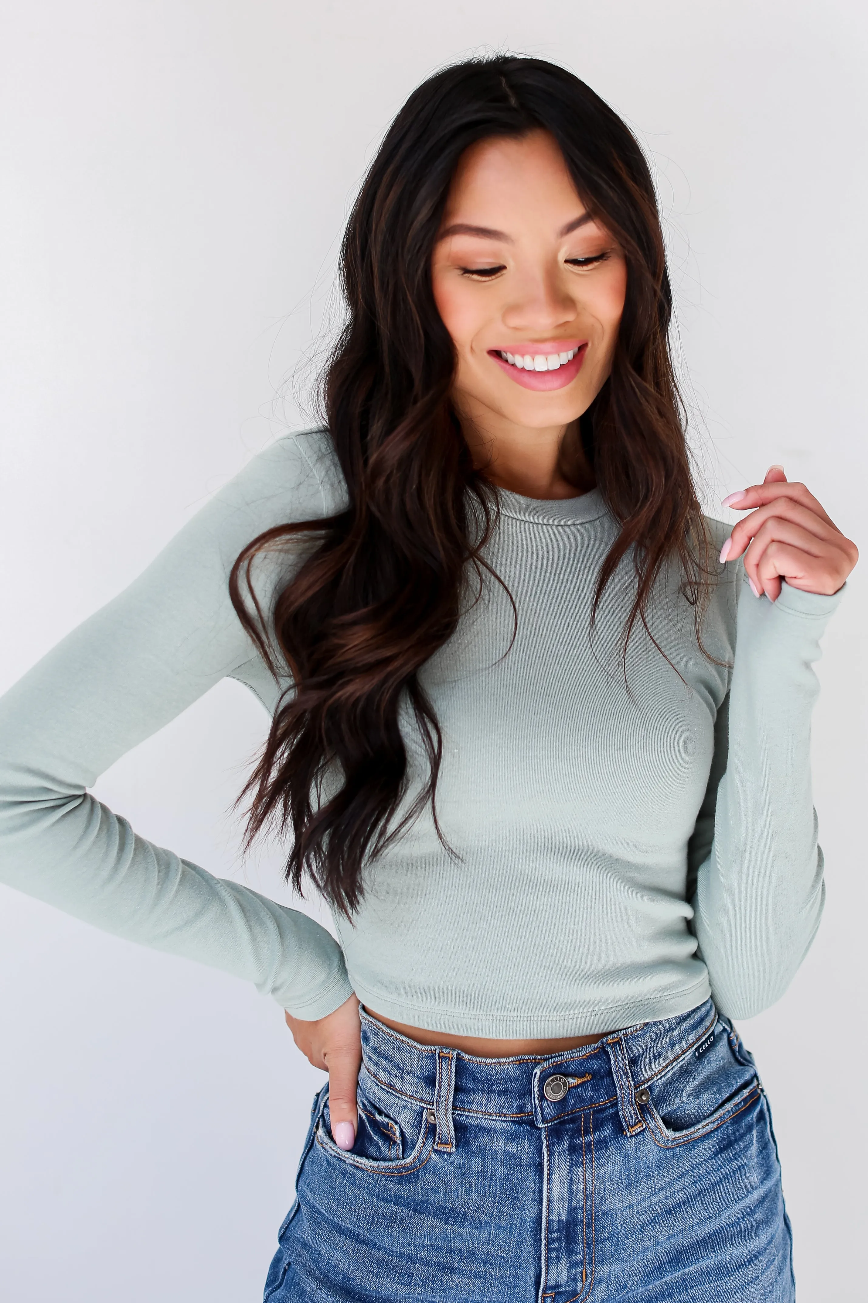 FINAL SALE - Versatile Cutie Everyday Long Sleeve Crop Top