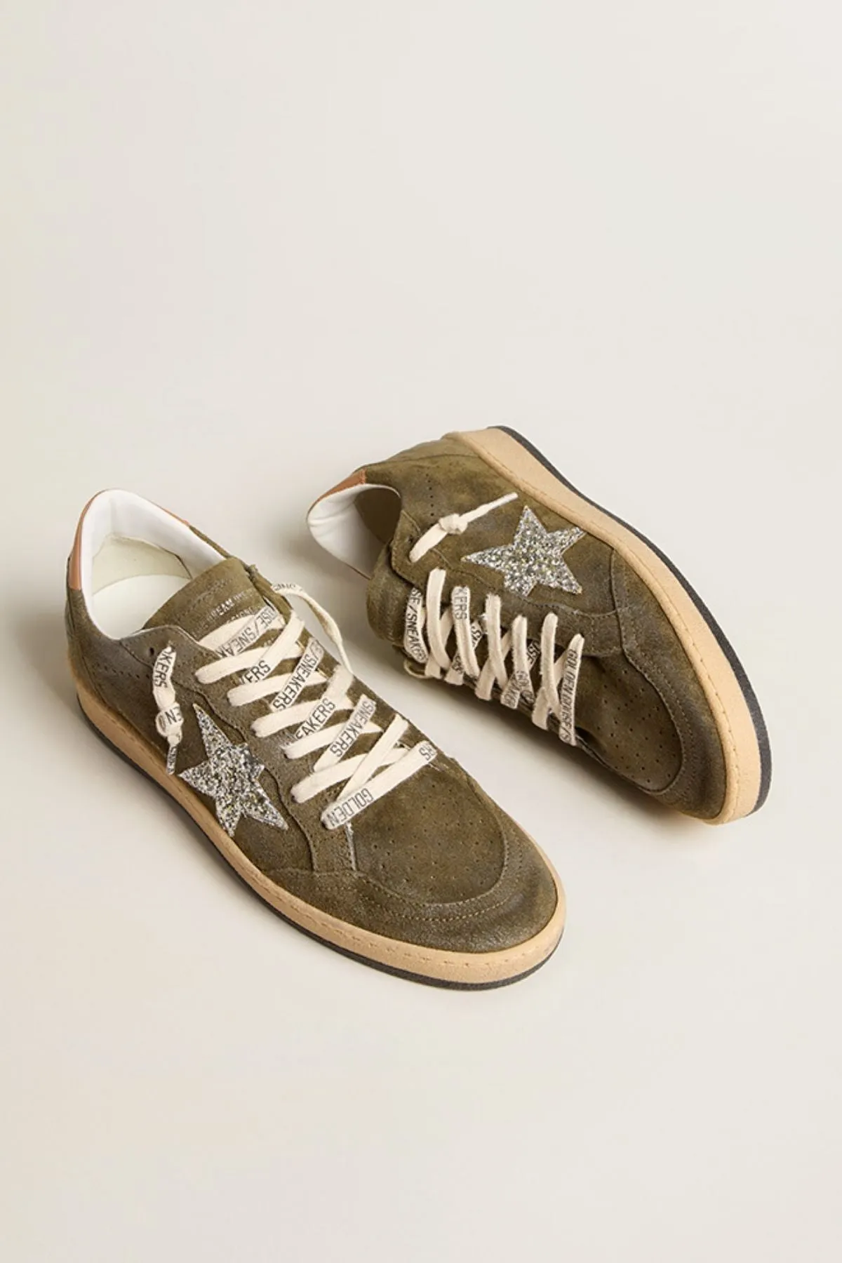 Golden Goose Ball Star Sneaker - Olive/ Platinum/ Light Brown