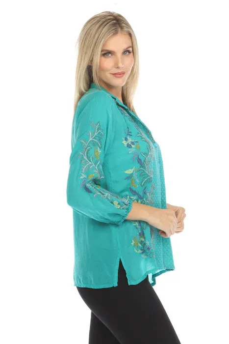 Johnny Was Eleana Blouse Caetana C11624-E - Bondi Teal