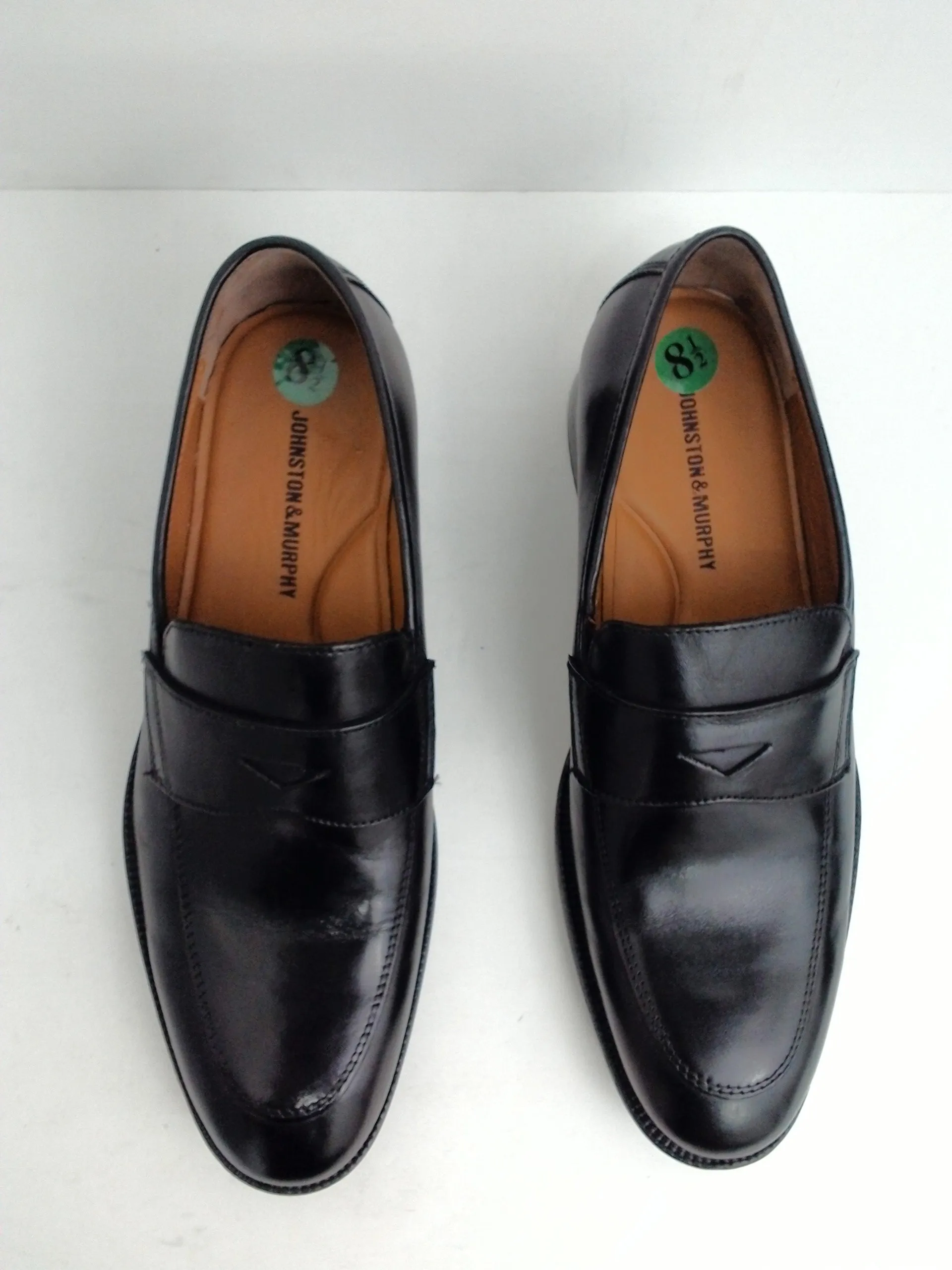 Johnston & Murphy Men's Black Alcott Penny Leather Loafers Leather Size 8.5 M