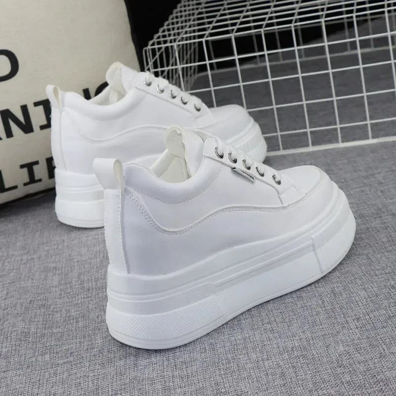 Joskaa 2024 New White Platform Leather Sneakers