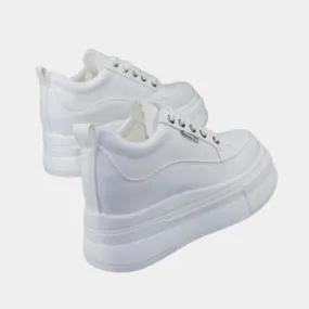 Joskaa 2024 New White Platform Leather Sneakers