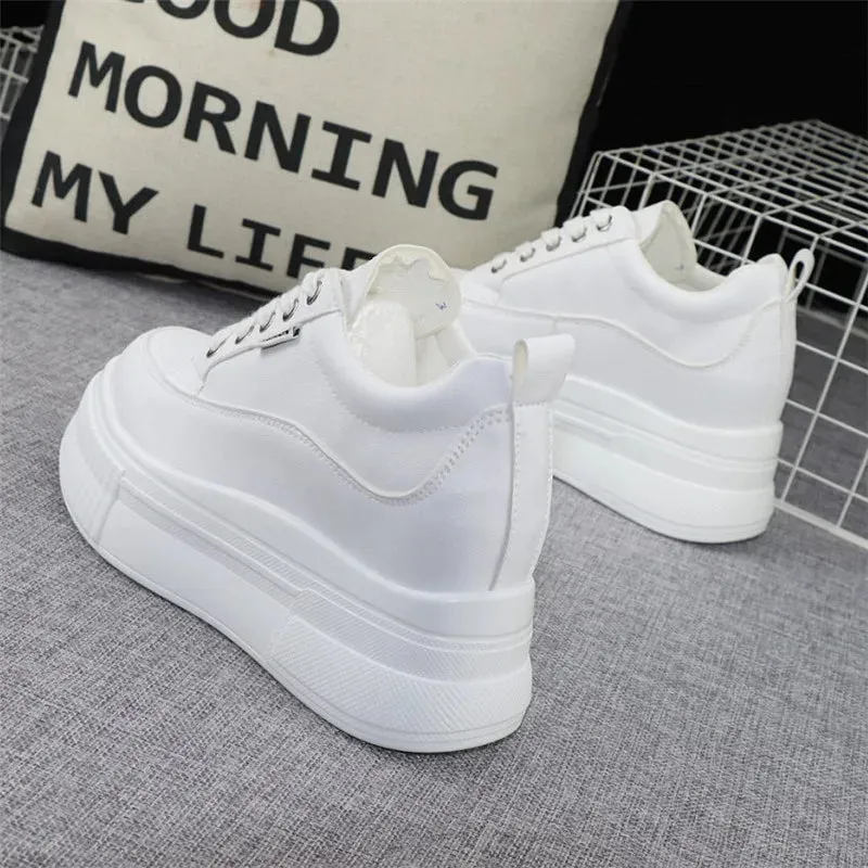 Joskaa 2024 New White Platform Leather Sneakers