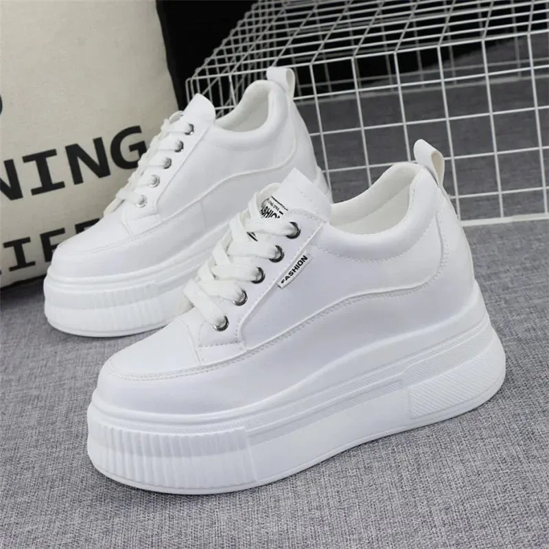 Joskaa 2024 New White Platform Leather Sneakers