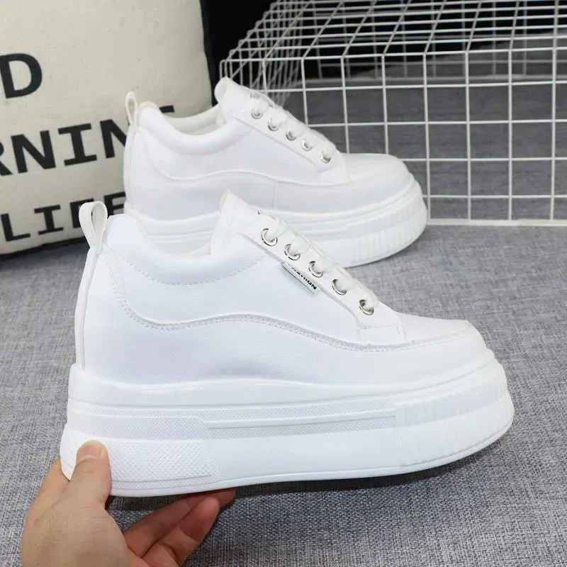 Joskaa 2024 New White Platform Leather Sneakers