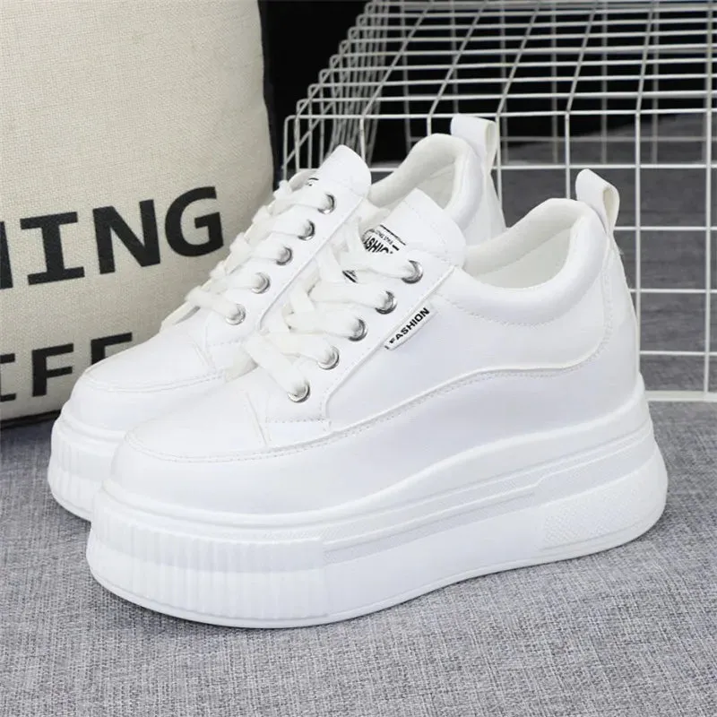 Joskaa 2024 New White Platform Leather Sneakers