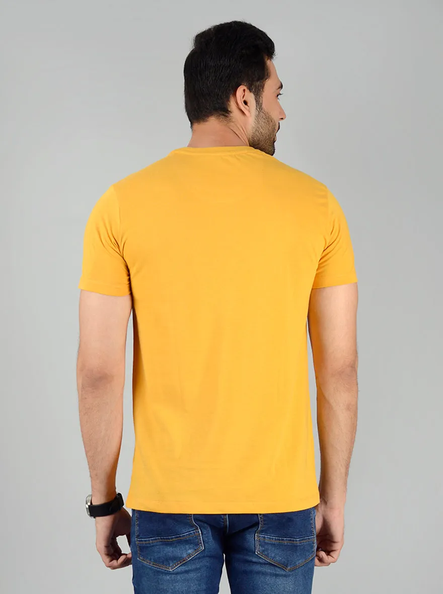 Light Golden Printed Slim Fit T-Shirt | Greenfibre