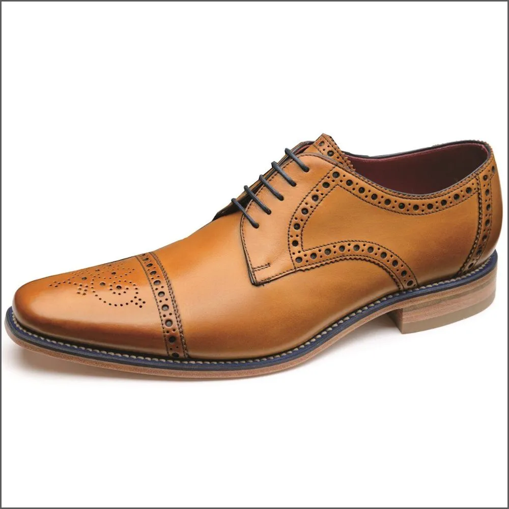 Loake Foley Tan Leather Semi Brogue Derby Shoe--