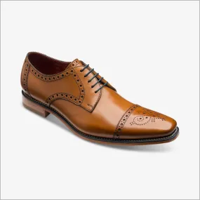 Loake Foley Tan Leather Semi Brogue Derby Shoe--