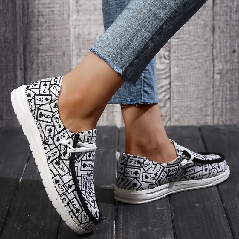 Print Lace-Up Loafers Shoes