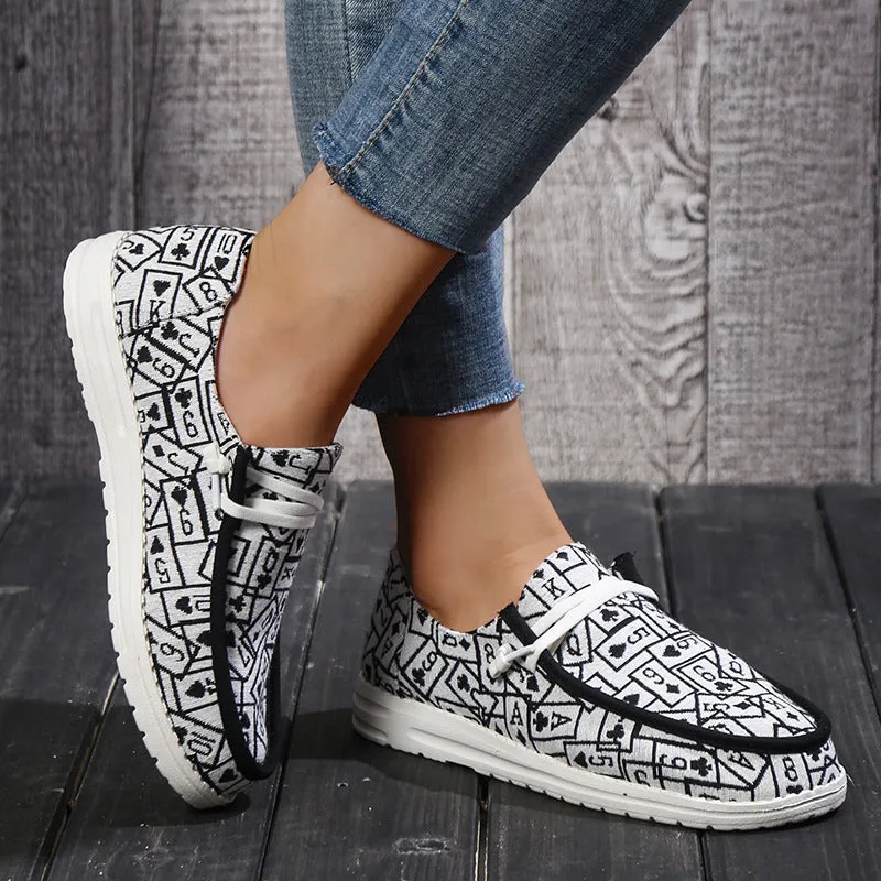 Print Lace-Up Loafers Shoes