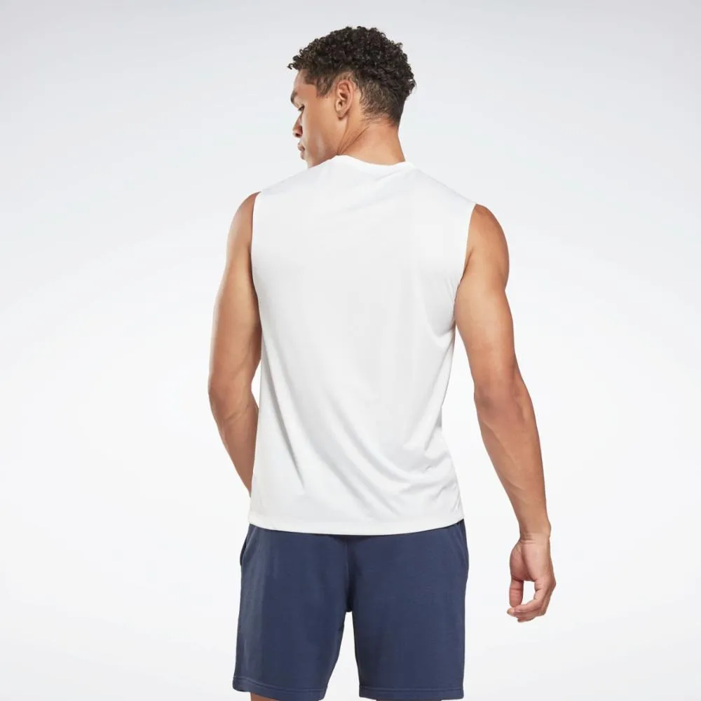 Reebok Apparel Men Training Sleeveless Tech T-Shirt WHITE