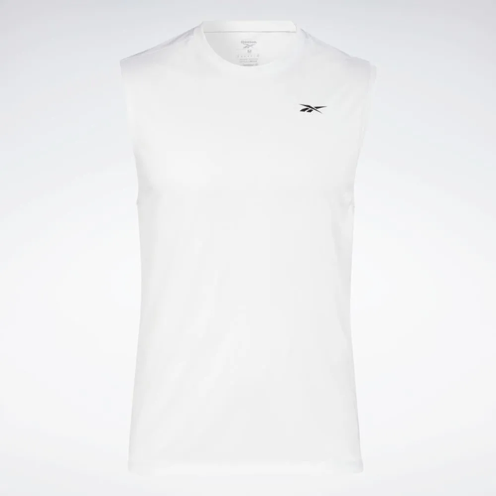 Reebok Apparel Men Training Sleeveless Tech T-Shirt WHITE