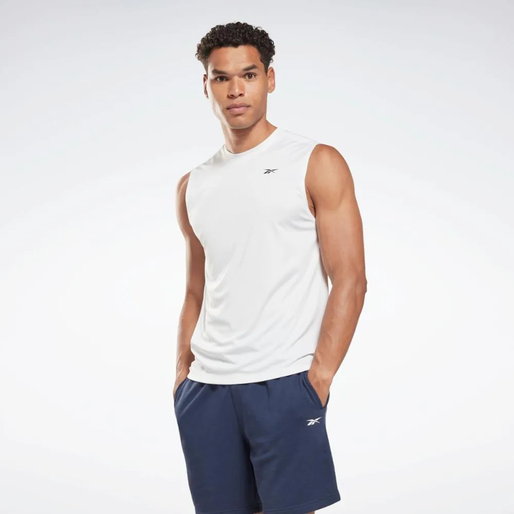 Reebok Apparel Men Training Sleeveless Tech T-Shirt WHITE