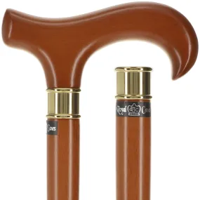 Scratch and Dent Extra Long, Super Strong Brown Derby Walking Cane With Beechwood Shaft and Brass Collar V2189