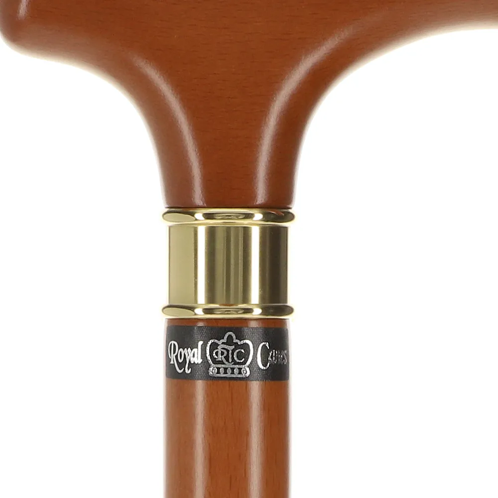 Scratch and Dent Extra Long, Super Strong Brown Derby Walking Cane With Beechwood Shaft and Brass Collar V2316